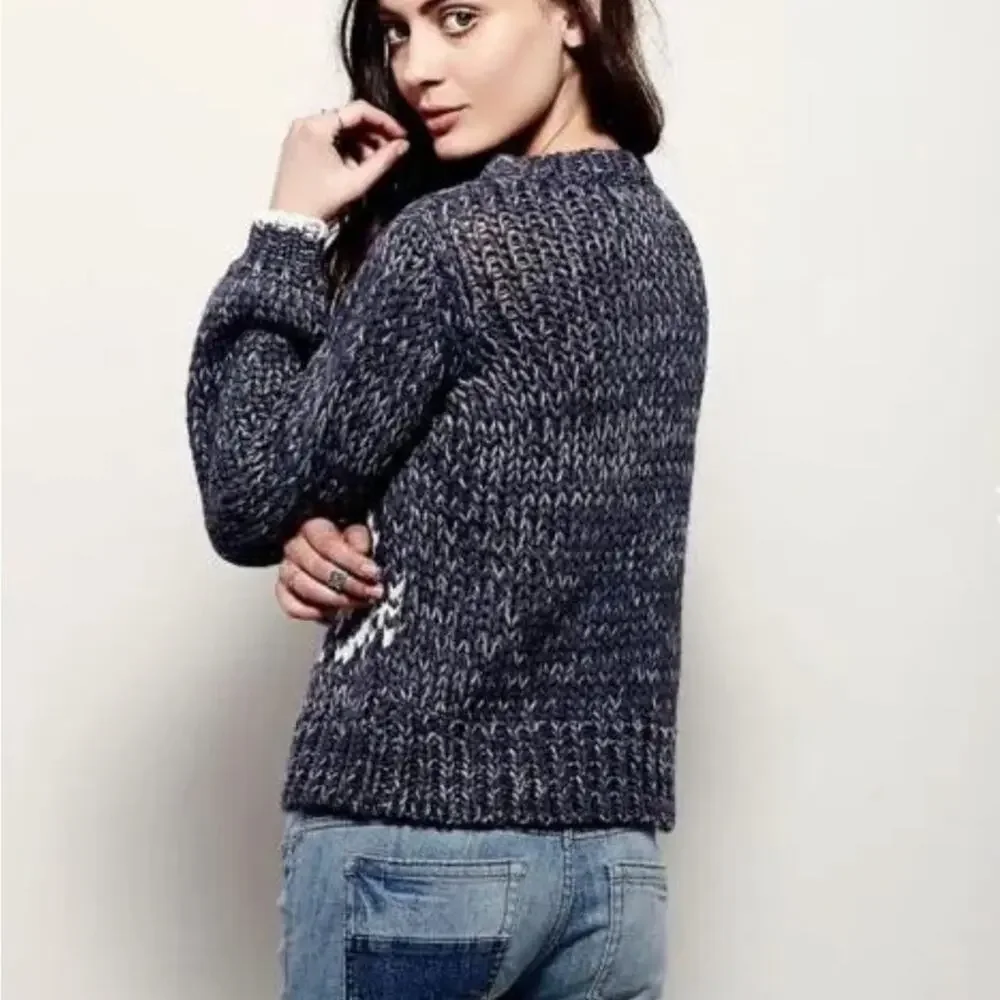 Free People Reindeer Knit Wool Blend Sweater Size XS